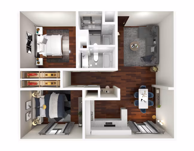 2 Beds • 1 Bath 25-201 floor plan
